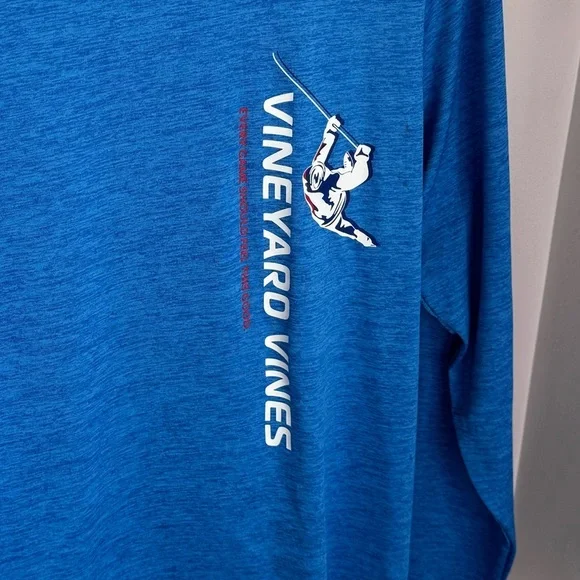 Vineyard Vines Boys Blue Hockey Performance Long Sleeve Size Large - Picture 2 of 4